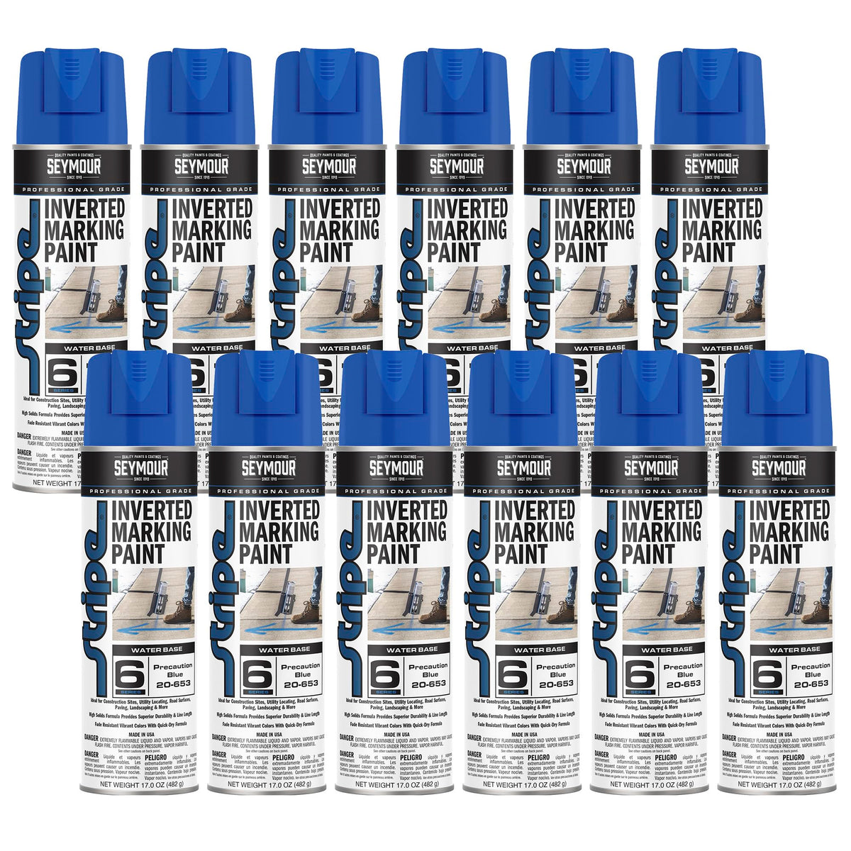 Precaution Blue Inverted Ground Marking Paint, 17 oz (Pack of 12) Y47713