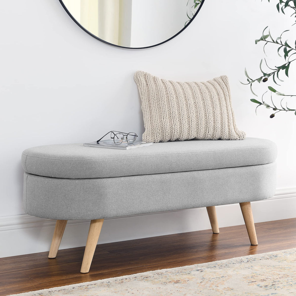 Oval Storage Bench with Rubber Wood Legs D49335