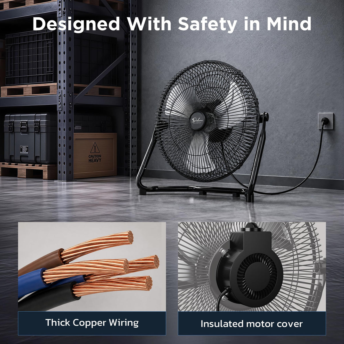 20 Inch 3-Speed Metal Industrial Floor Fans 2-Pack S95472