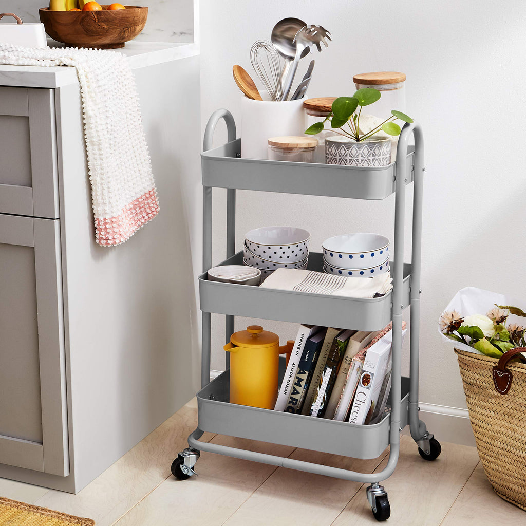 3-Tier Rolling Kitchen Cart with Lockable Wheels J597