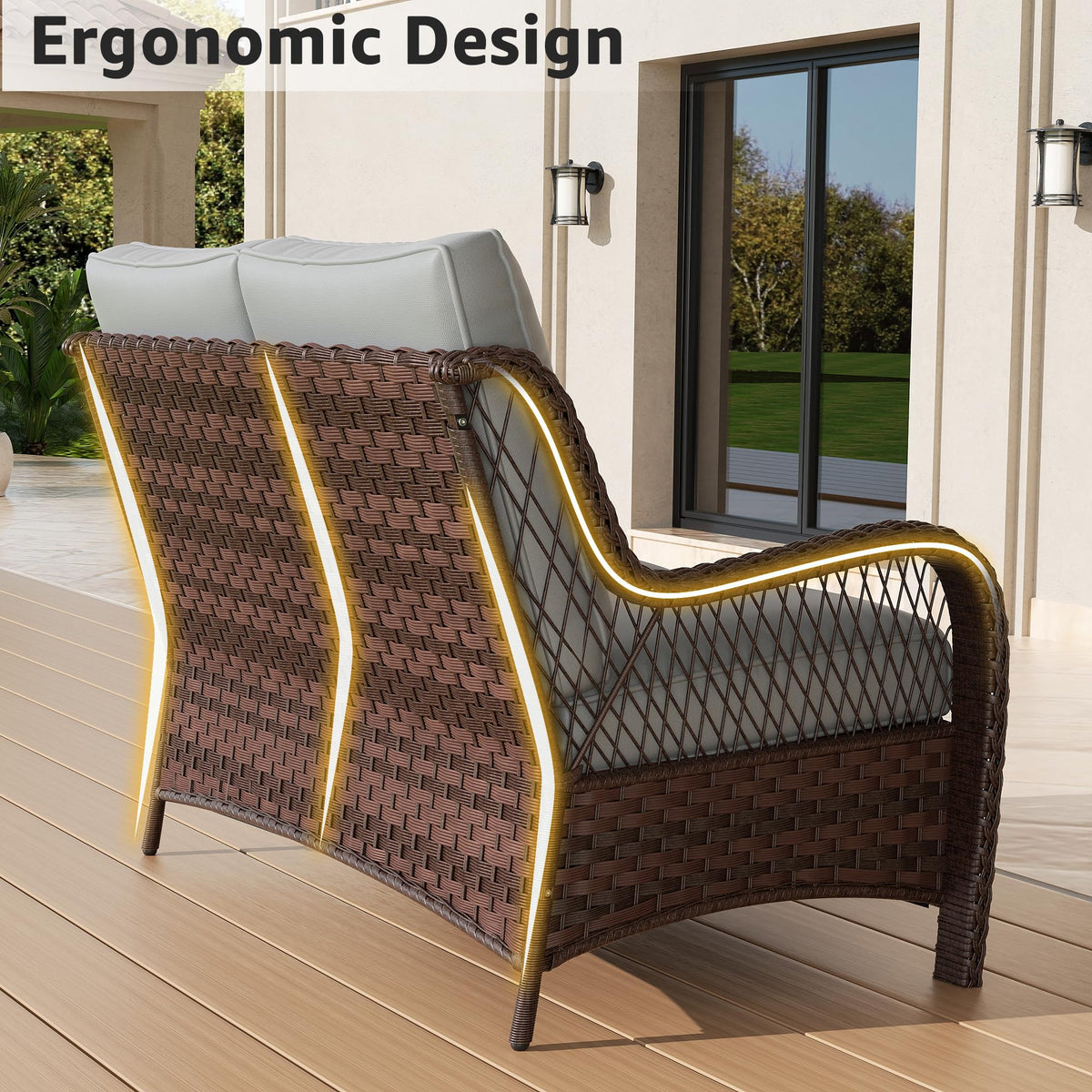 Outdoor Wicker 2 Seater Sofa with Cushion M39022