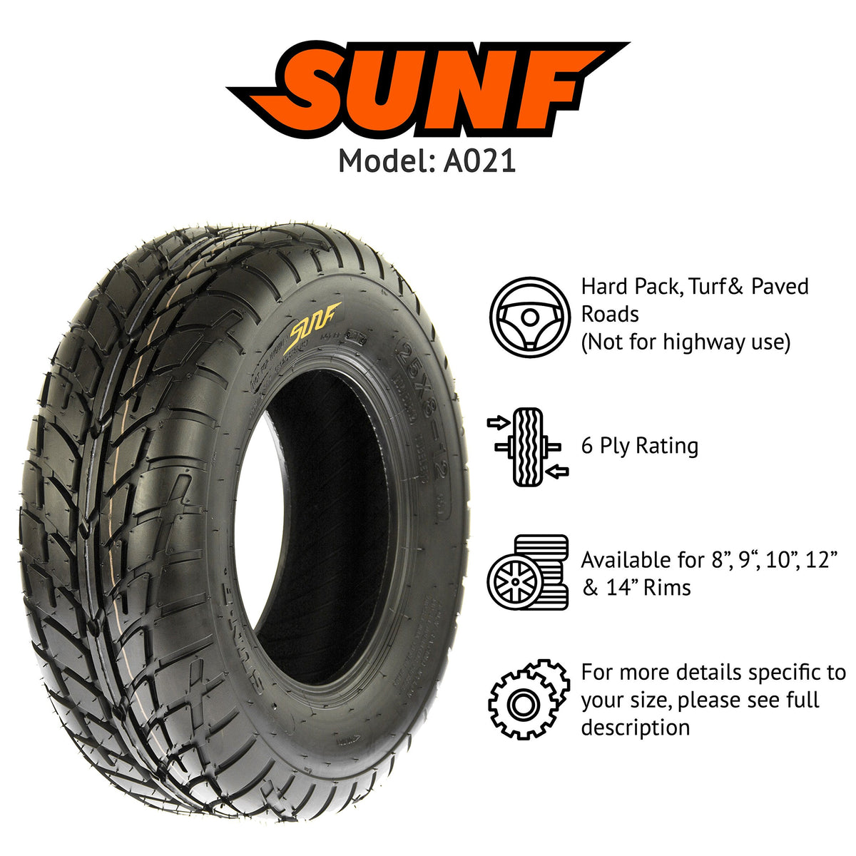 19x6-10 ATV UTV Tire 6 PR Pair of 2 J195124